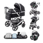 Baby Stroller 3 in 1 Luxurious Portable Travel Baby Carriage Fold Pram High Landscape Aluminum Frame Newborn Infant Stroller