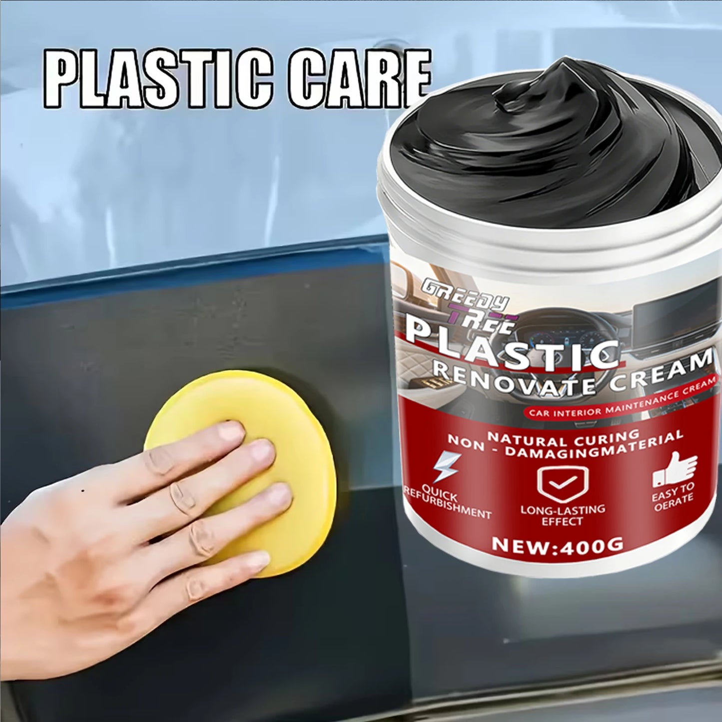400gCar Plastic Part Restorer, Black Interior Trim Polishing Wax, Aging Prevention Refurbishment Agent, Repair Plastic Scratches