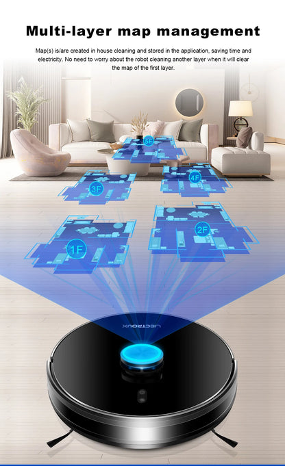 Robot Vacuum Cleaner Liectroux/LILIN X6,Laser System,Multiple-Floor Maps,Restricted Area Setting for Home Carpet Cleaning