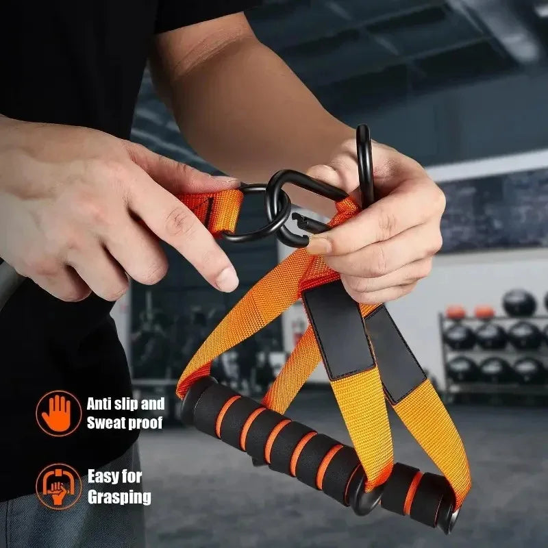 Resistance strap with handle used for muscle training, strength building body shaping, yoga, home fitness equipment - natural