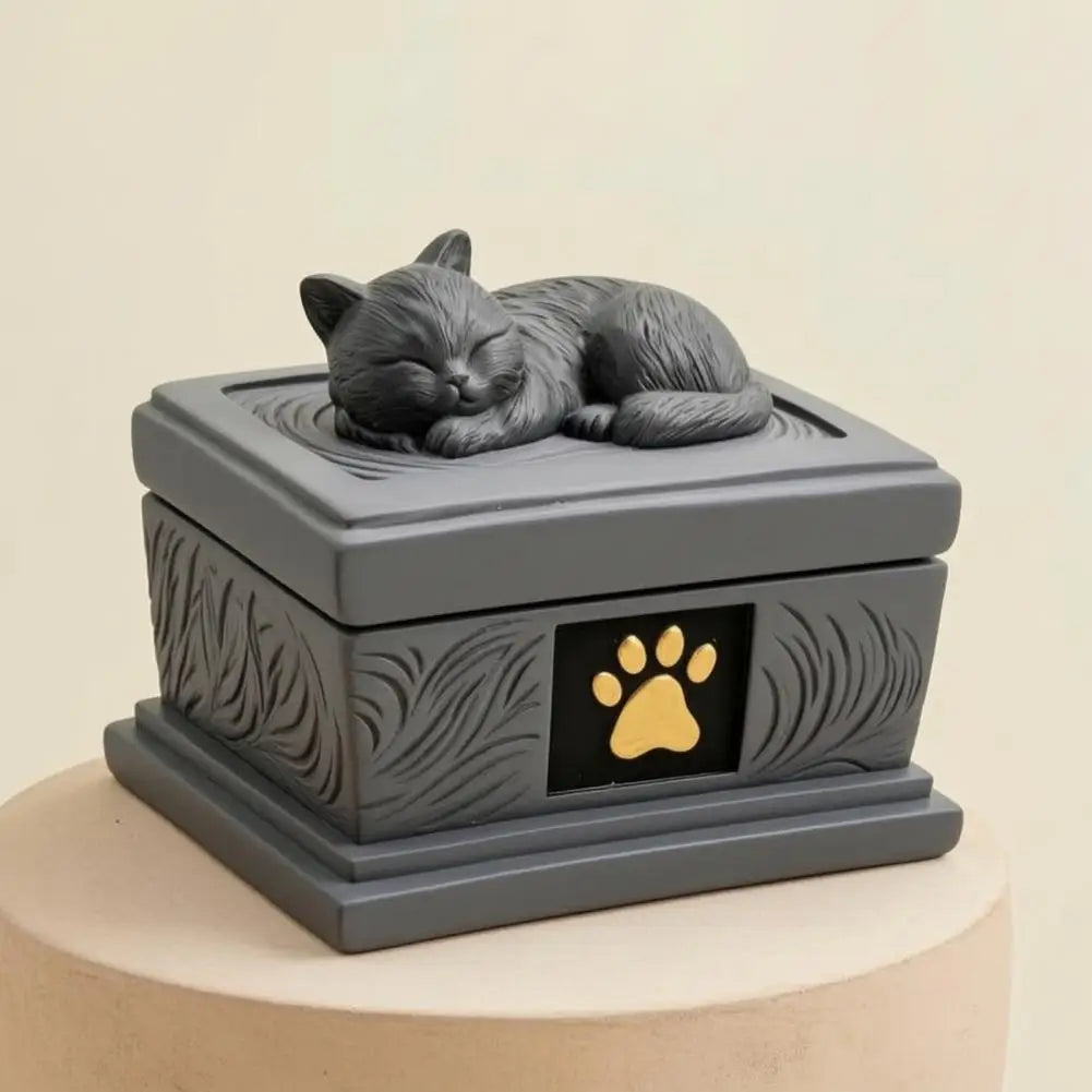 Sleeping Cat Pet Urn Cats Dogs Memorial Cremation Keepsake Urn Pet Ash Holder Container Box Pet Loss Sympathy Gift