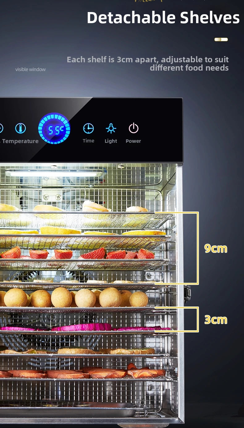 8-Tier Stainless Steel Food Dehydrator,Commercial Power, Digital Thermostat(30°C-90°C), for Jerky/Fruits/Herbs, BPA-Free