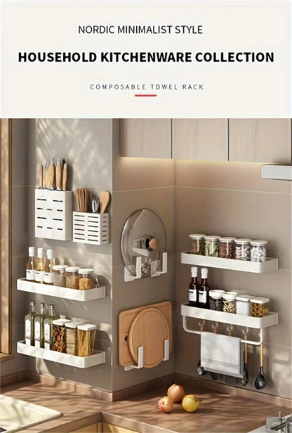 30-50Cm Kitchen Seasonings Rack Pepper Wall-Mounted Hook Cabinet Storage Spatula Tool Storage Kitchen Accessories