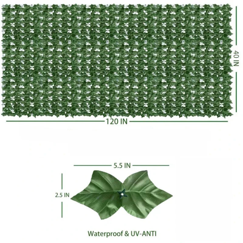100X300cm Artificial Ivy Fence Plant Grass Wall Panel Faux Green Leaf Hedge Privacy  Screen Outdoor Home Garden Balcony Decor