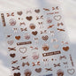 Collage Text English Letter Musical Note Star Graffiti Colorful 5D Love Heart Bowknot Nail Art Sticker Adhesive Manicure Decals