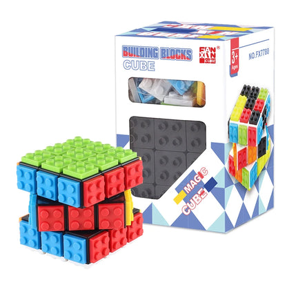 Building Blocks 3D Magic Puzzle Cube 3x3x3 DIY Fidget Toy Brick  puzzle professional smooth speed game children's toy gift
