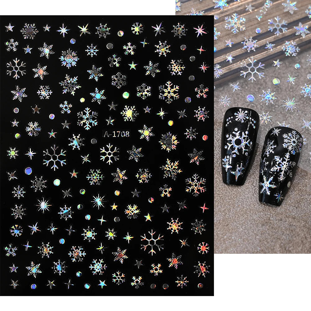 Winter Christmas Atmosphere Nail Stickers Snowman Snowflake Wapiti Self-adhesive High Quality Cute Nail Stickers Nail Art Deco