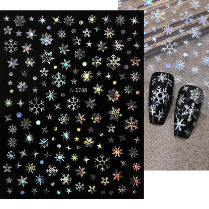 Winter Christmas Atmosphere Nail Stickers Snowman Snowflake Wapiti Self-adhesive High Quality Cute Nail Stickers Nail Art Deco