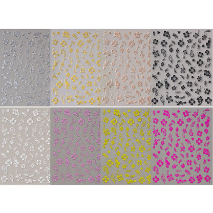 1pc 3D Hibiscus Flowers Nail Sticker White Black Flower Petals Adhesive Decals Pink Golden Floral Slider For Nail Art Decoration