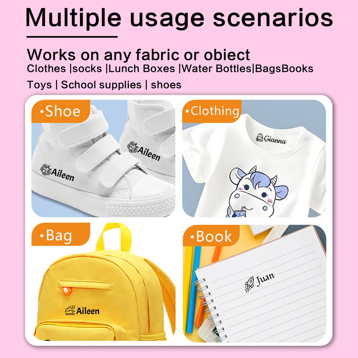 Cartoon Giraffe Customized Name Stamps for Kids,Personalized Waterproof Stamp for Clothing Name Seal for Student&Child
