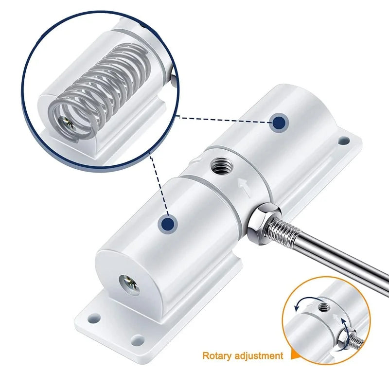 180 Degree Automatic Door Closer Metal Adjustable Heavy Duty Safety Spring Silence Durable Convert Hinged Door Interior Exterior