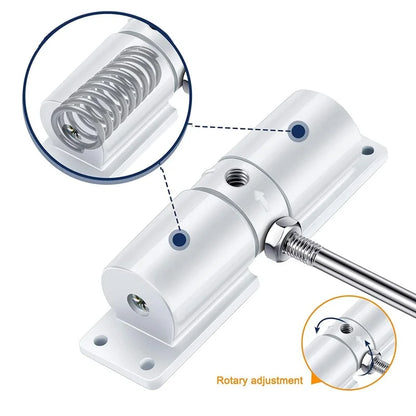 180 Degree Automatic Door Closer Metal Adjustable Heavy Duty Safety Spring Silence Durable Convert Hinged Door Interior Exterior