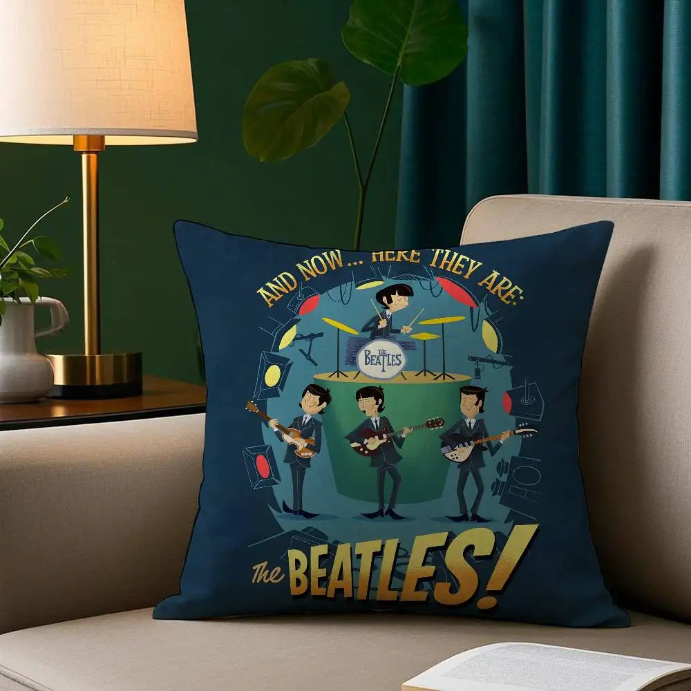 The B-beatles Band Pillow Case Short Plush Print Cushion Cover Square Throw Pillow Covers Sofa Home Decor