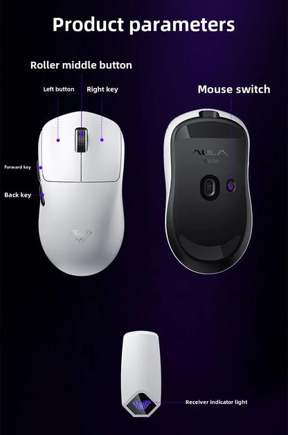 AULA SC800 Gaming Mouse USB-C Wired/2.4G 37g Lightweight 8K Paw3395 Sensor Customized Mice PC E-Sports Gamer Accessories Gifts