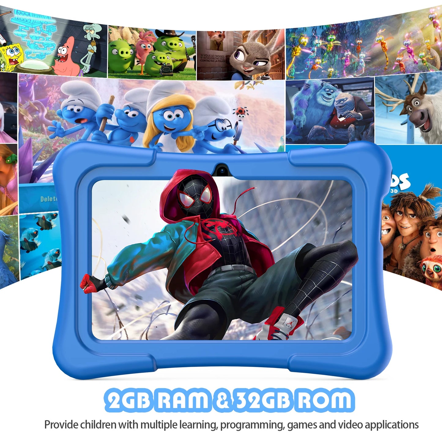 PRITOM Tablet for Kids 7 Inch Android 13 32 GB WiFi Bluetooth Dual Camera Educational Software Installed with Proof Case