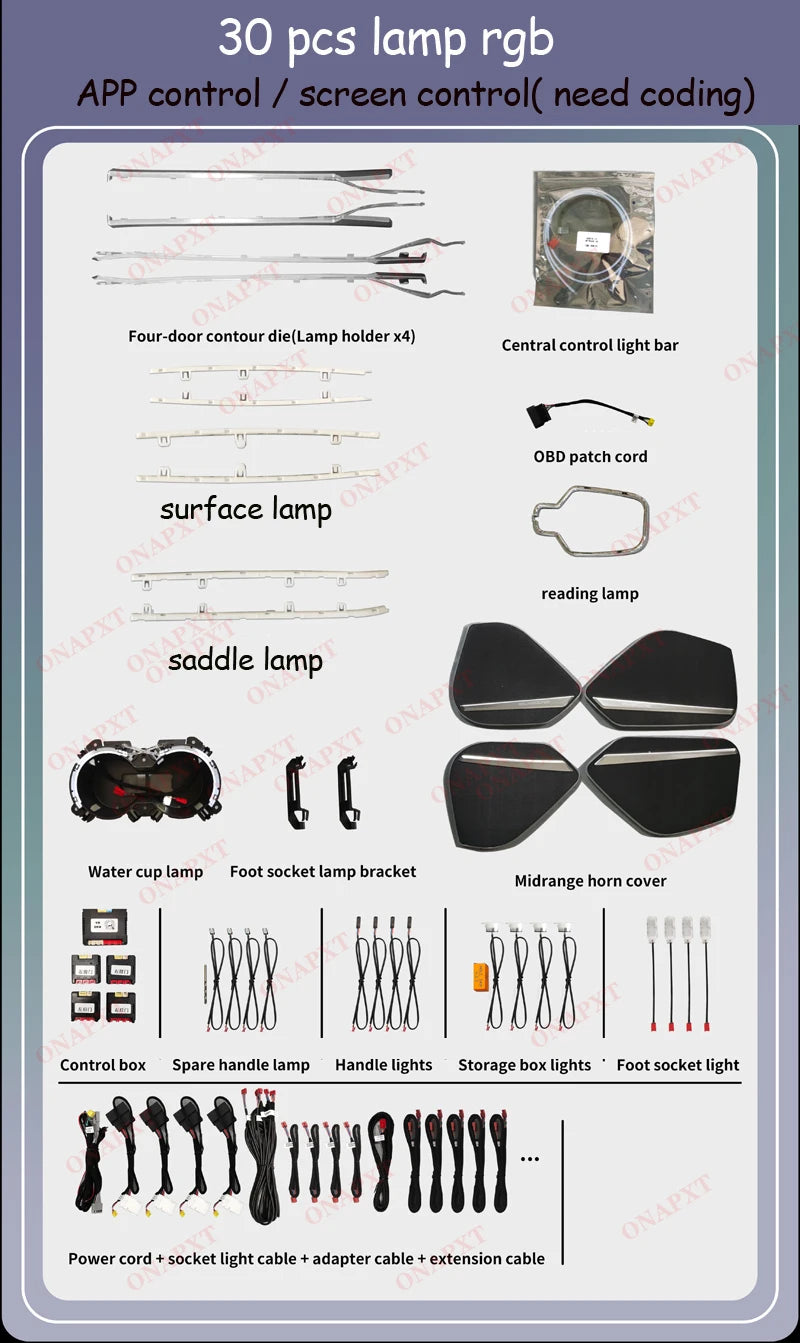 LED For Audi A4 S4 A5 S5 B9 2016-2023 Center Console Dashboard Ambient Light Strip Decorative Cover Lift Tweeter Speaker Lamp