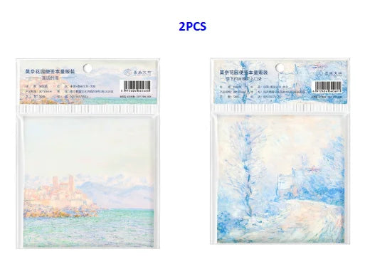 Painting Memo Pad Monet Van Gogh No-sticky Note Decal Scrapbooking DIY Notepad Diary Stationery School Supplies
