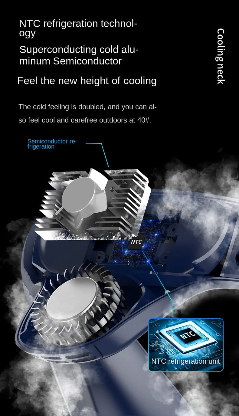 Portable Bladeless Neck Fan with Cooling Plate - Quiet Rechargeable USB Charged Air Conditioner for Travel Camping & Outdoor Adv