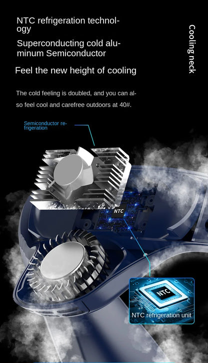 Portable Bladeless Neck Fan with Cooling Plate - Quiet Rechargeable USB Charged Air Conditioner for Travel Camping & Outdoor Adv