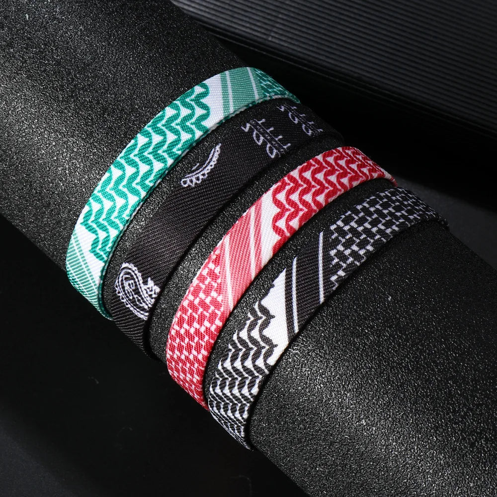 1/4/12Pcs Arabic Scarf Style Woven Bracelet For Women Men Handmade Ethnic Wave Dot Colored Wrap Bracelets Couple Jewelry Gifts