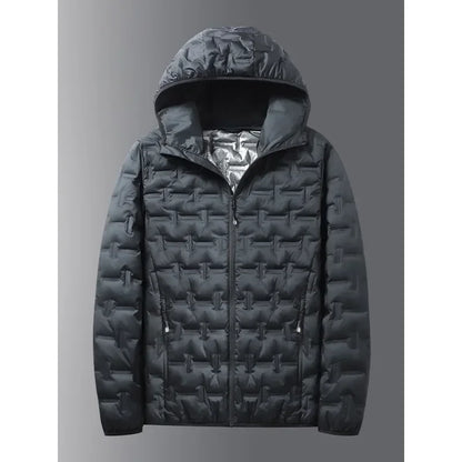 Winter white down jacket men's graphene self heating windproof pleated hooded down jacket casual warm down jacket men's coat
