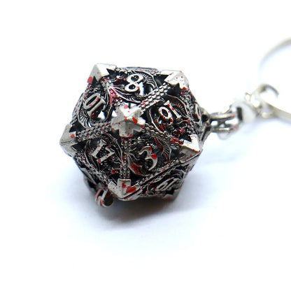 D20 Metal Hollow Box+7pcs Metal Dice Set, Portable Board Game Dice Mini Kit