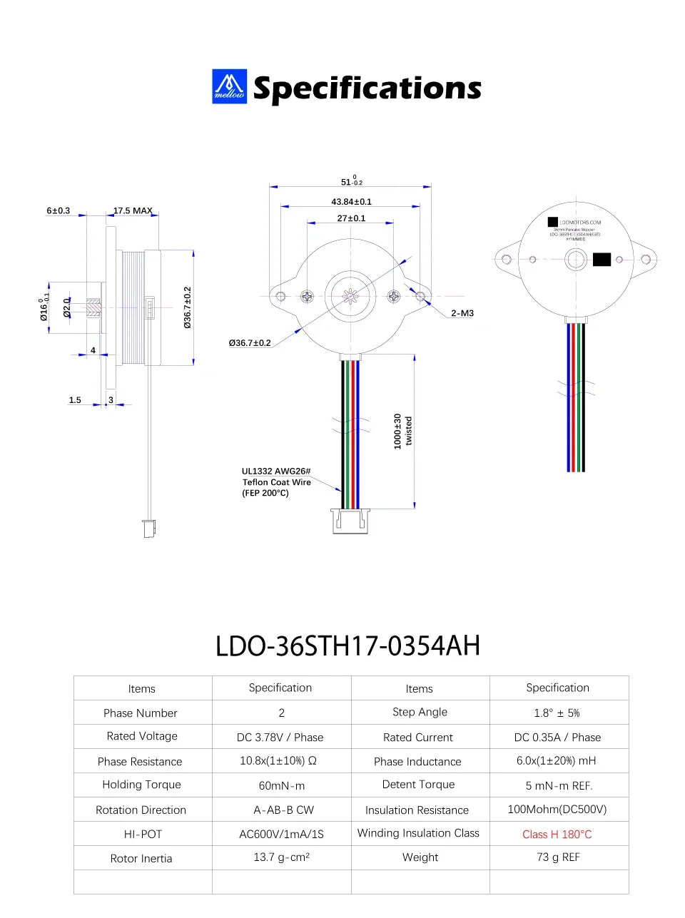 Mellow  36MM 8T LDO-36STH17-0354AHG / 36STH20-1004AHG NEMA14 Motor For Voron VzboT Sherpa Mini/Micro/ Vz-Hextrudort-Low Extruder
