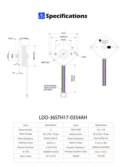 Mellow  36MM 8T LDO-36STH17-0354AHG / 36STH20-1004AHG NEMA14 Motor For Voron VzboT Sherpa Mini/Micro/ Vz-Hextrudort-Low Extruder