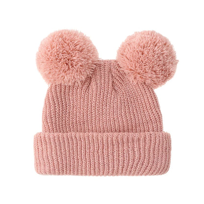 0-12M Solid Knitted Cute Pom Pom Cap Newborn Boys Girls Turban Hats Hospital Bonnets Infant Autumn Winter Headwraps Kid Headwear