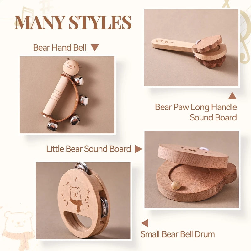 Children's Montessori Toys Baby Sensory Sound Stimulation Toy Baby's Musical Instrument Wooden Cartoon Animal Xylophone Toy Gift