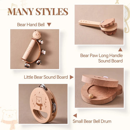 Children's Montessori Toys Baby Sensory Sound Stimulation Toy Baby's Musical Instrument Wooden Cartoon Animal Xylophone Toy Gift
