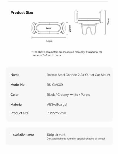 Baseus Car Phone Holder For Universal Mobile Phone Holder Stand Car Phone Stand For Car Air Outlet Mount Car Cell Phone Support