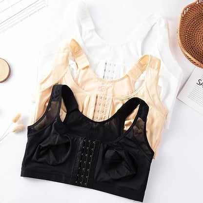 Large Size Front Closure Bra Wire Free Vest Brassiere Intimates Women's Push Up Bralette Underwear Female Unlined Bras Lingerie