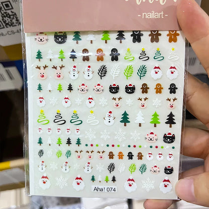 1sheet 5D Halloween Nail Stickers Pink/Green/Black Cartoon Pattern Nail Art Slider DIY For Sweet Cool Girl Cute Nail Decoration
