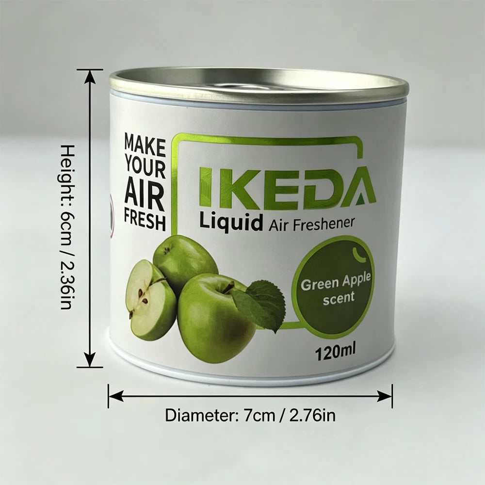 IKEDA 120g Green Apple Scent Liquid Air Freshener, Long Lasting Fruity Fragrance, Powerful Odor Eliminator for Car Home Office,