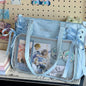 College Style Crossbody Bag with Ribbon Large Capacity for Class Book Carrying Mailman Bag Girls Bow JK Shoulder Ita Bag Handbag