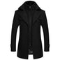 Autumn Winter Double Collar Woolen Coats Men Thick Business Casual Wool Blends Trench Coat Male Solid Turn Down Collar Outerwear