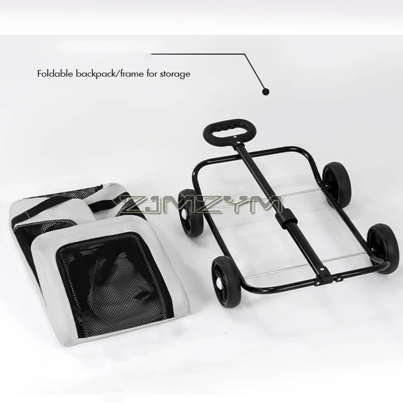 Folding Dog Stroller, Pet Folding Stroller, 4 Wheels Dog/Cat Puppy Stroller Pet Travel Carriage Case