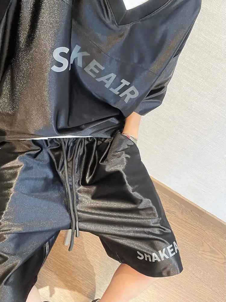 Glossy Pockets Men's Shorts Outdoor Fitness Male Plus Size Casual Sports Basketball Bottoms
