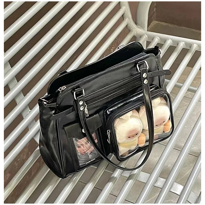 Japanese Itabag With Transparent Display Multi-pocket Shoulder Bag Fashion Tote Bag Jk Uniform Handbag Y2k Style Crossbody Bag