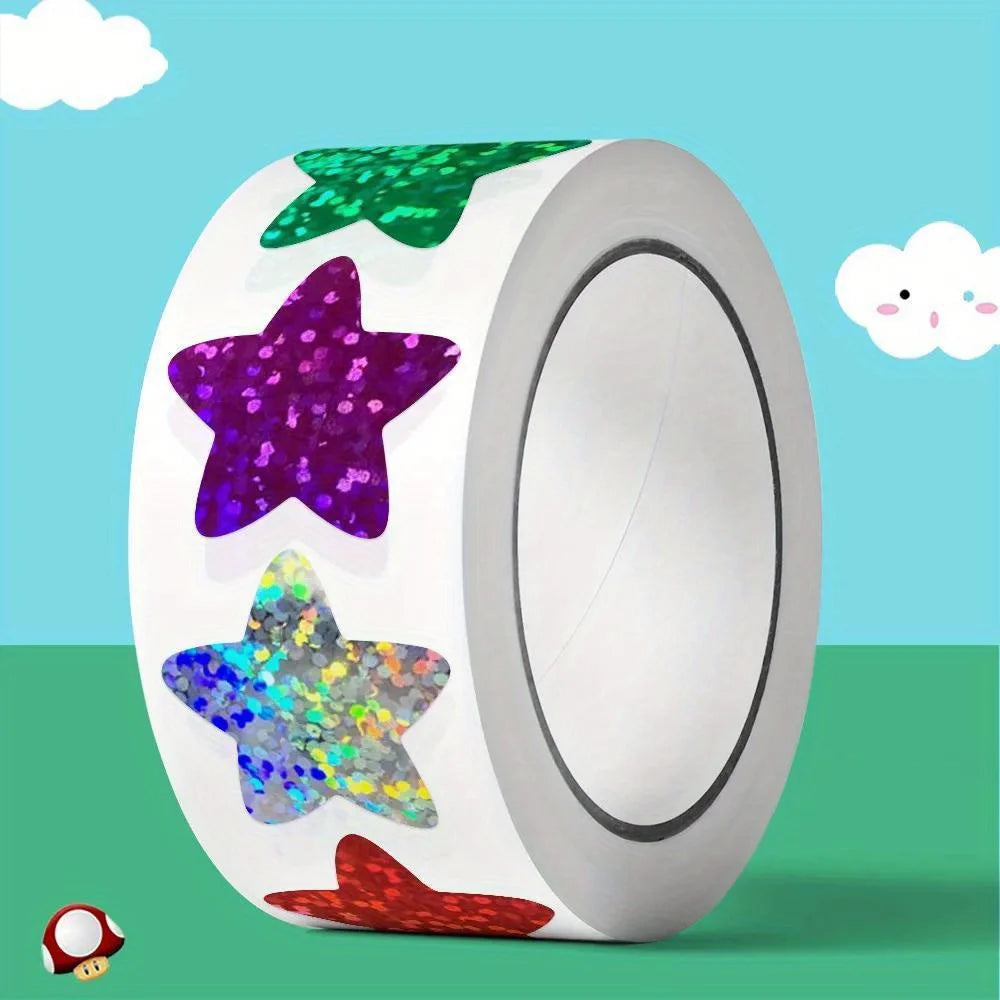 Colorful Star Stickers for Kids Reward School Classroom Adhesive Holographic Star Stickers for Teachers DIY Craft
