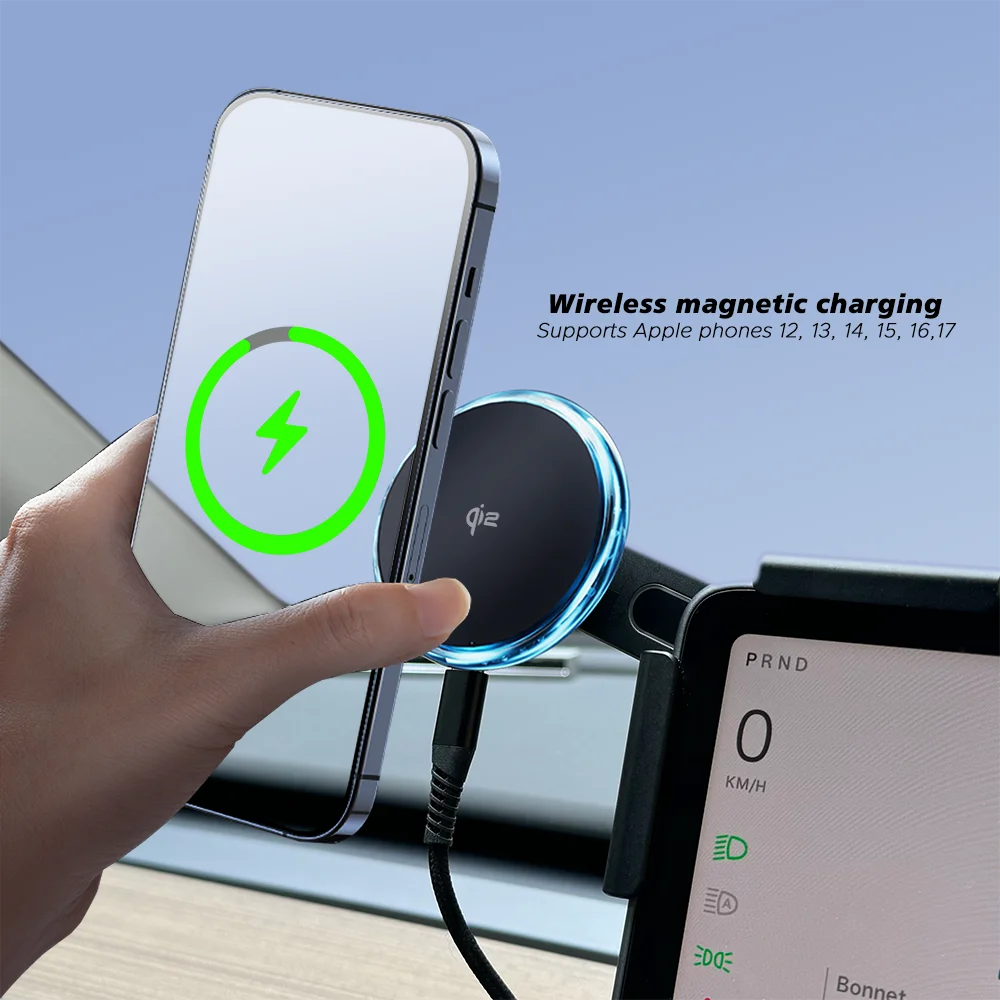 Car Phone Mount Holder 15W and 25W Qi2.2 Magnetic Wireless Charger Compatible with MagSafe for Tesla Model Y 3 JUNIPER 2026