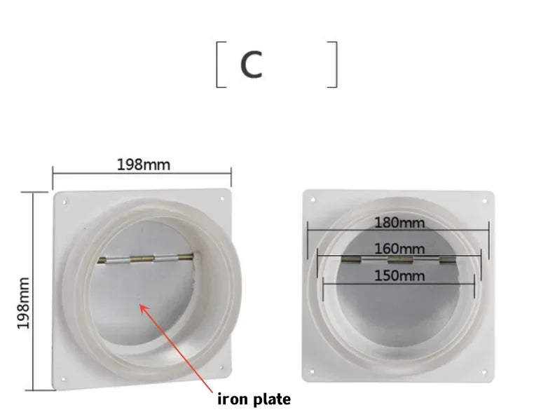 1PCS Bathroom Check Valves Pipe Ventilator Air Valve Backdraft Damper Duct Preventer Backflow Back Draft Damper Home Improvement