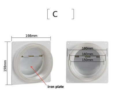 1PCS Bathroom Check Valves Pipe Ventilator Air Valve Backdraft Damper Duct Preventer Backflow Back Draft Damper Home Improvement