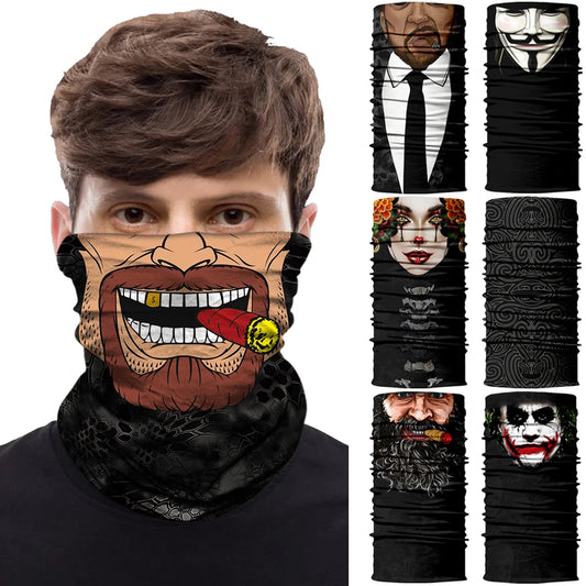 Seamless Snood Bandana Multifunctional Headwear Outdoor Sports Sun Protection Cycling Scarf Fishing Halloween Unisex Neck Mask