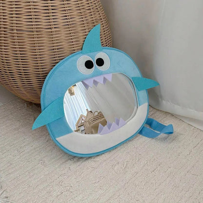 Adjustable Baby Car Rearview Mirror with Cartoon Plush Toy Multifunctional Safety Seat Interior Decoration for Cars