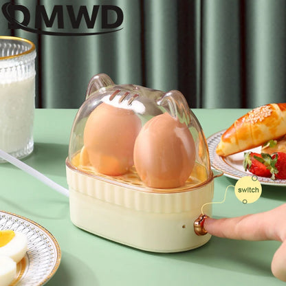 DMWD 120W Electric Egg Boiler Poacher Automatic Power Off Mini Breakfast Machine Egg Cookers 2 Eggs Portable Food Steamer 220V