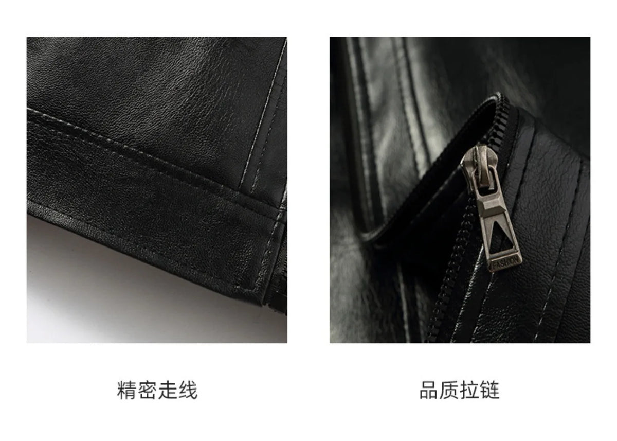 Winter Fur Leather Jacket Men Genuine Leather 2025 New Mandarin Collar Sheepskin Coat Male Leather Jacket Motorcycle Clothing