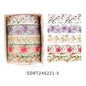5 Rolls/set Aesthetics Floral Decorative Adhesive Tape Flower Washi Tape DIY Scrapbooking Material Sticker Label Stationery