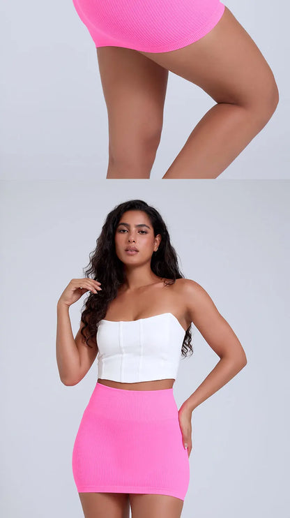 FINETOO Spring Summer New High Waist Elastic Business Women Mini Skirt Black Slimming Knitted Half Body Skirt Professional Work